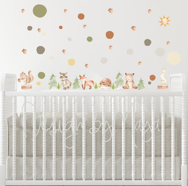 Baby Woodland Animals, Woodland Creatures - Fabric Nursery Wall Art Decals