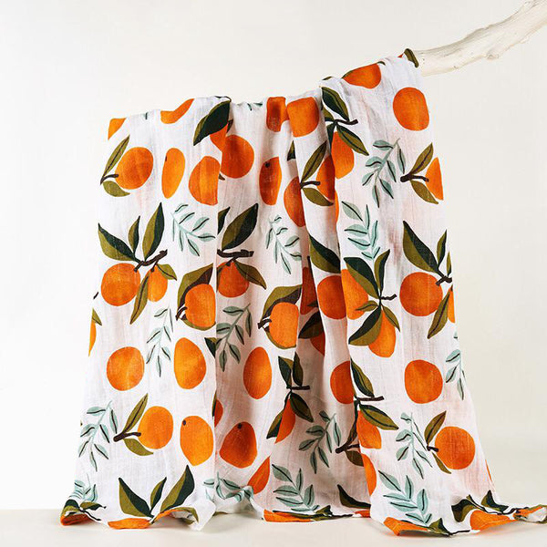 Mandarin Citrus Clementines Muslin Blanket - Vintage Baby Blanket