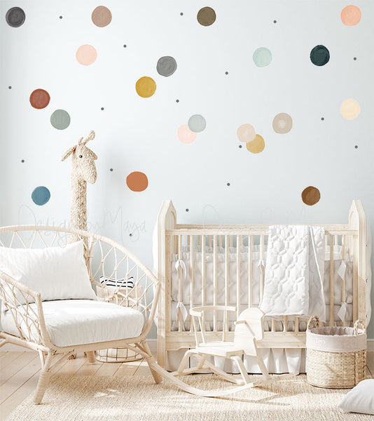 Watercolor Polka Dots - Fabric Nursery Wall Art Decals