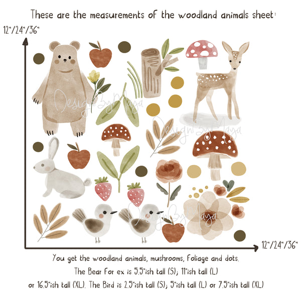 Woodland Baby Forest animals - Fabric Nursery Wall Art Decals