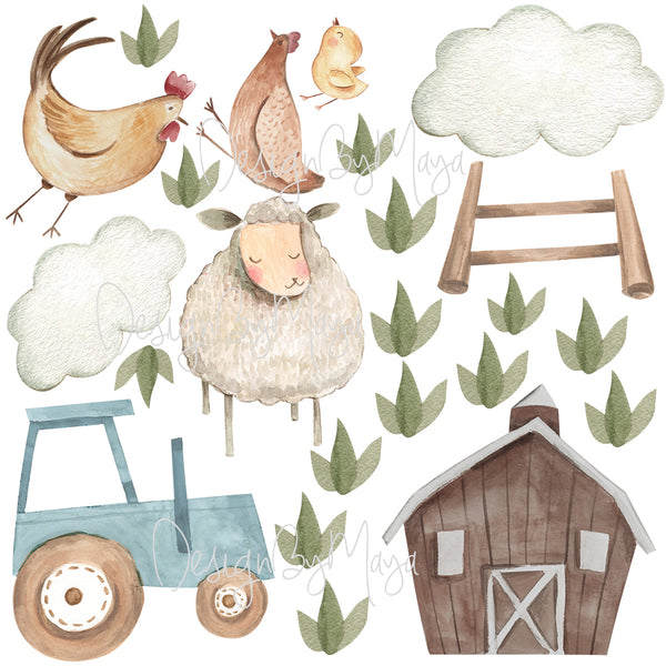 Farm Animals and Friends - Fabric Nursery Wall Art Decals
