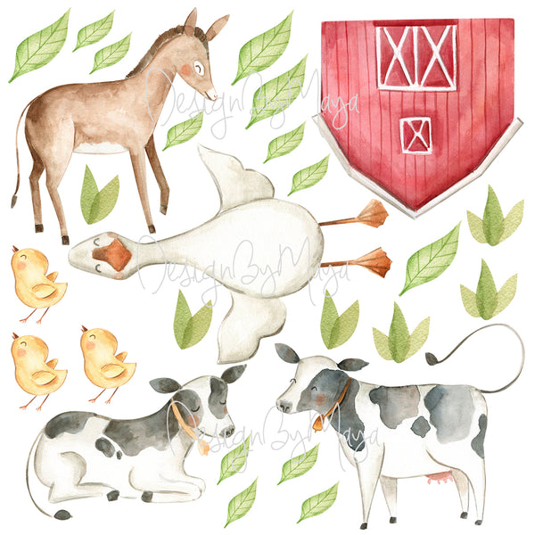 Farm Animals and Friends - Fabric Nursery Wall Art Decals