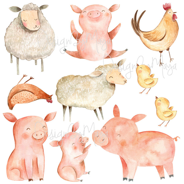 Farm Animals and Friends - Fabric Nursery Wall Art Decals