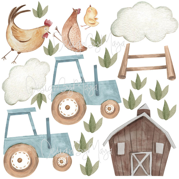 Farm Animals and Friends - Fabric Nursery Wall Art Decals