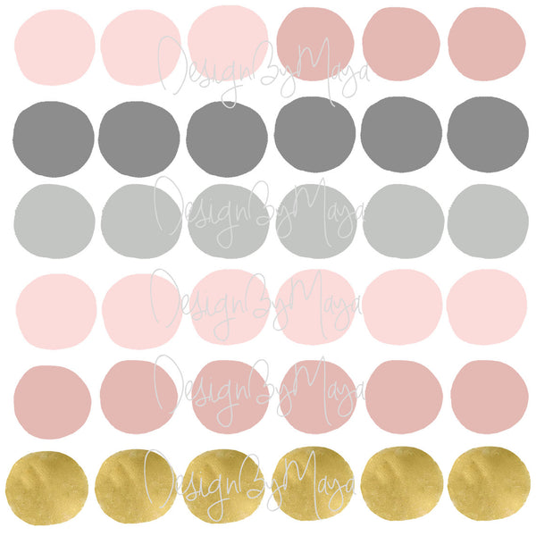 Watercolor Polka Dots - Fabric Nursery Wall Art Decals