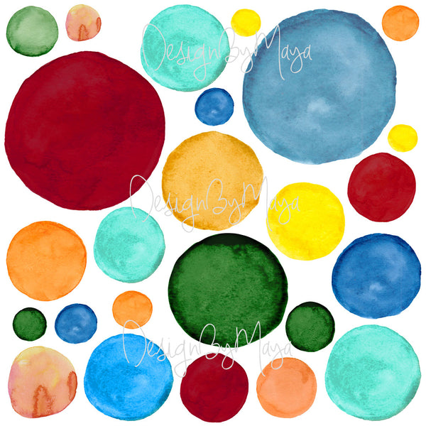 Watercolor Polka Dots - Fabric Nursery Wall Art Decals