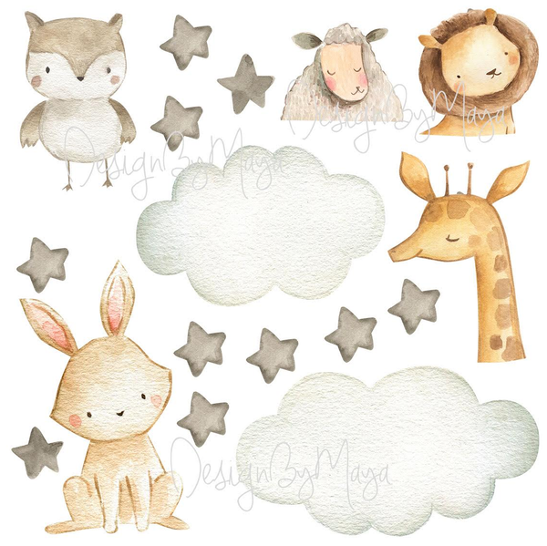 Rainbow Hot Air Balloons Set - Fabric Nursery Wall Art Decals