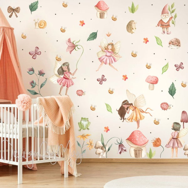 Magical Flower Fairies - Fabric Nursery Wall Art Decals