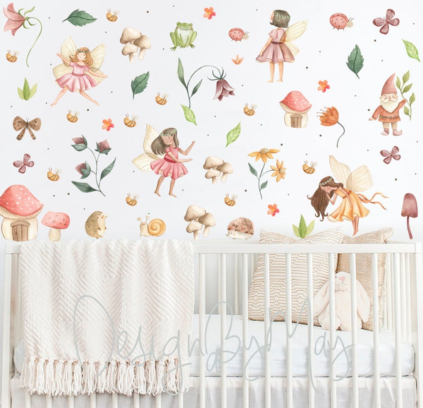 Magical Flower Fairies - Fabric Nursery Wall Art Decals