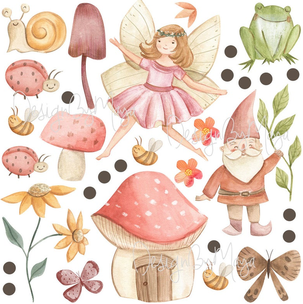 Magical Flower Fairies - Fabric Nursery Wall Art Decals