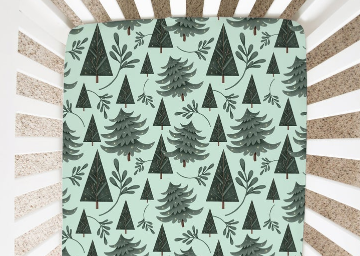 Woodland Forest Trees Minky Jersey Crib Sheets DesignByMaya