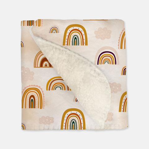 Boho Mustard Rainbows and Clouds - Vintage Baby Blankets