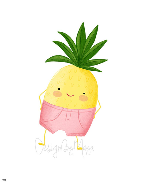 Silly Fruits Collection - Silly Pineapple - Digital Nursery Wall Art Prints