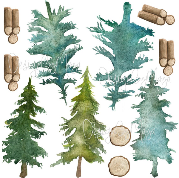 Woodland Forest Animals and Trees - Fabric Nursery Wall Art Decals