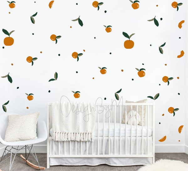 Mandarin Citrus Clementines - Fabric Nursery Wall Art Decals