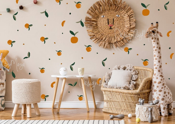 Mandarin Citrus Clementines - Fabric Nursery Wall Art Decals
