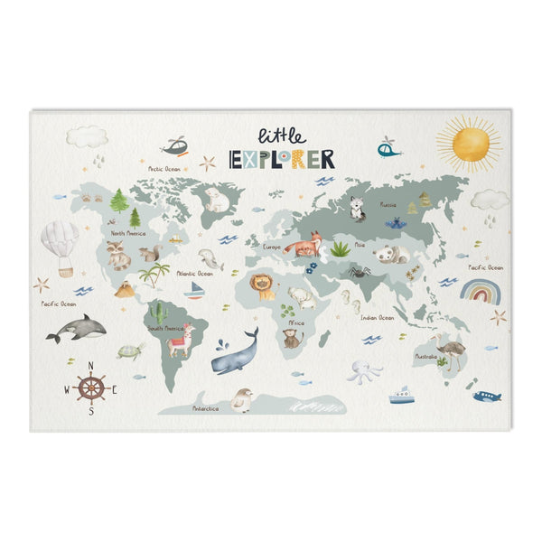 Woodland Animals ABC Rug - 100 Acre Wood Map / World map Area Rug