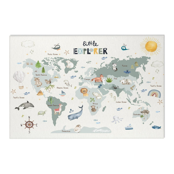 World Map Kids Room Rug - Oh, the places you'll go / Adventures await/ Little dreamer