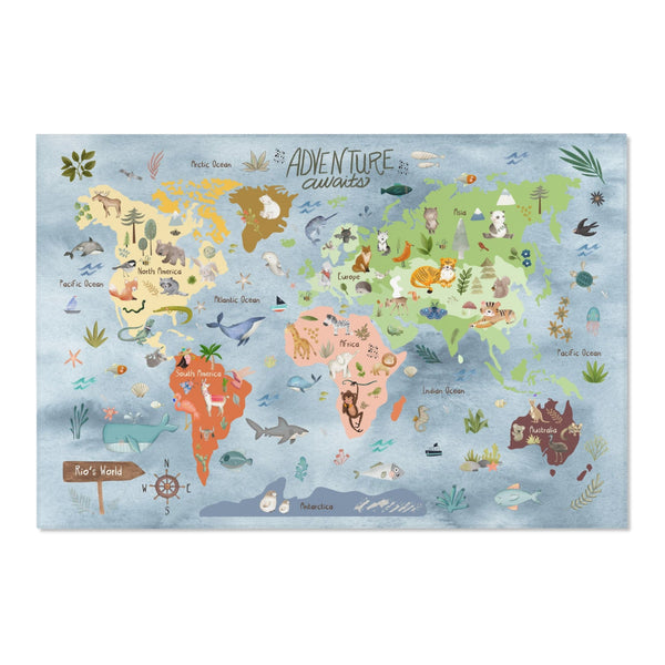 Woodland Animals ABC Rug - 100 Acre Wood Map / World map Area Rug