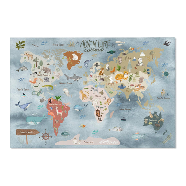 Woodland Animals ABC Rug - 100 Acre Wood Map / World map Area Rug