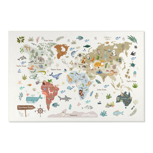 Woodland Animals ABC Rug - 100 Acre Wood Map / World map Area Rug