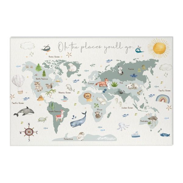 Woodland Animals ABC Rug - 100 Acre Wood Map / World map Area Rug
