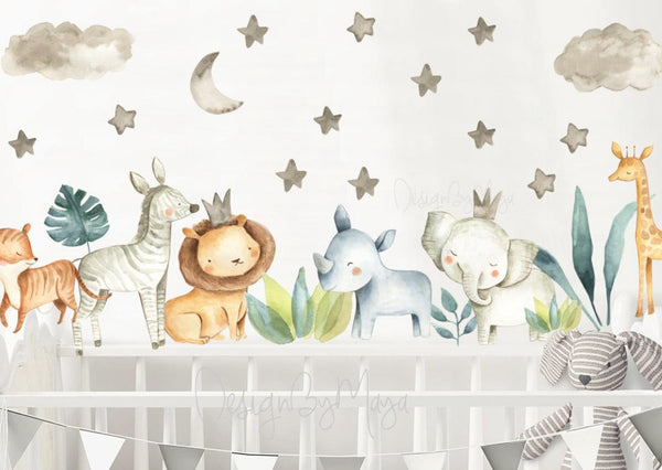 Safari Animals, Jungle Creatures - Fabric Nursery Wall Art Decals