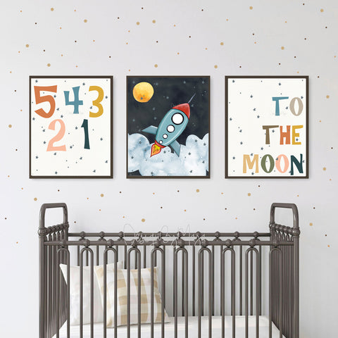 To The Moon Prints - Luster Paper Nursery Wall Art Prints