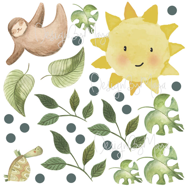 Safari Animals, Jungle Creatures - Fabric Nursery Wall Art Decals