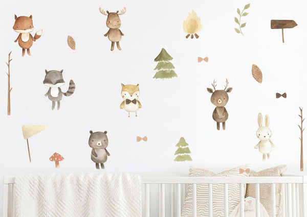 Baby Woodland Animals, Woodland Creatures - Fabric Nursery Wall Art Decals
