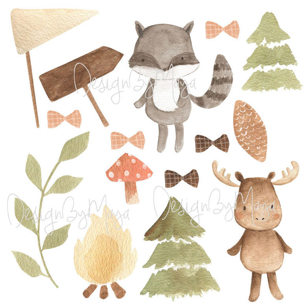Baby Woodland Animals, Woodland Creatures - Fabric Nursery Wall Art Decals