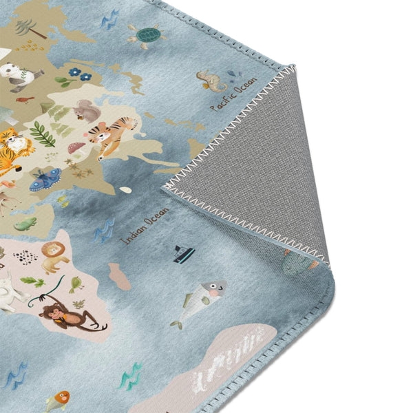 Woodland Animals ABC Rug - 100 Acre Wood Map / World map Area Rug
