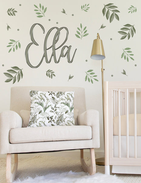 Light Green Leaves Wall Decals - Fabric Nursery Wall Art Decals