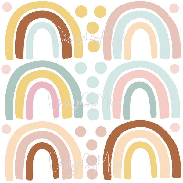 Earth Toned Rainbows - Fabric Nursery Wall Art Decals