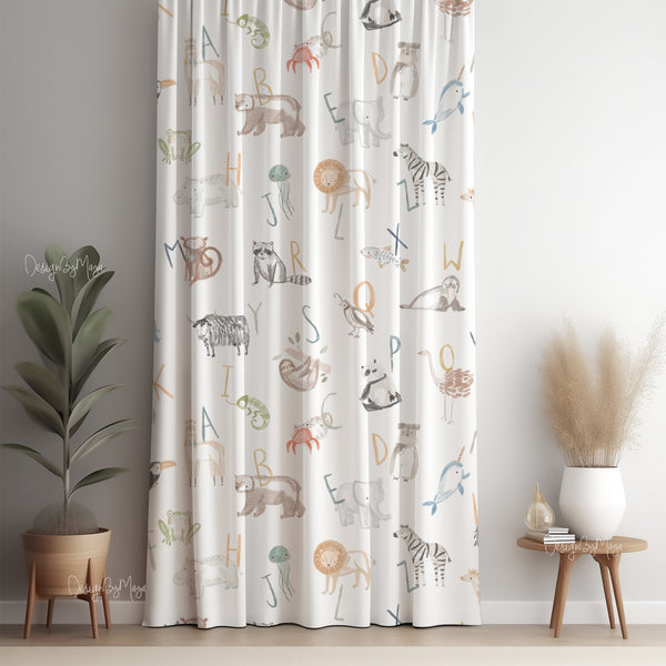 Alphabet baby animals curtain - kids room curtain