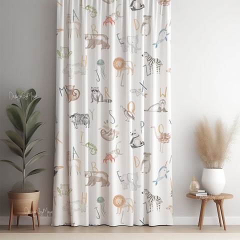 Alphabet baby animals curtain - kids room curtain