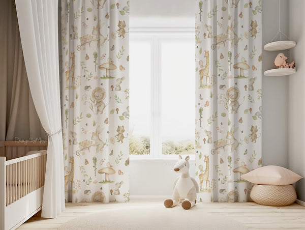 Alphabet baby animals curtain - kids room curtain