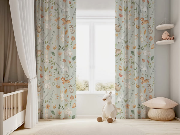 Alphabet baby animals curtain - kids room curtain