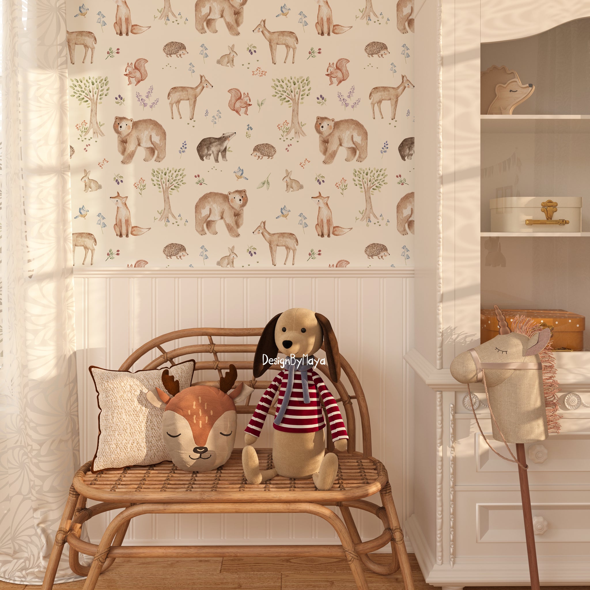 Woodland Creatures Wallpaper - Nursery Wall Decor Wallpaper