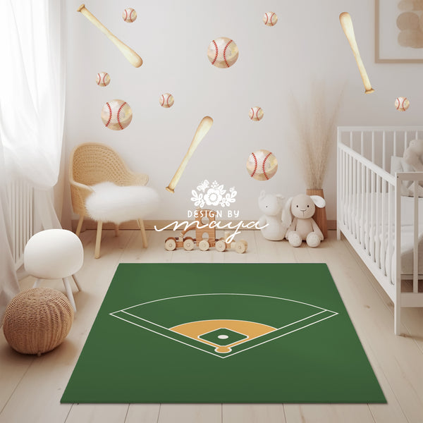 Football Field Playroom Rug / World map Area Rug