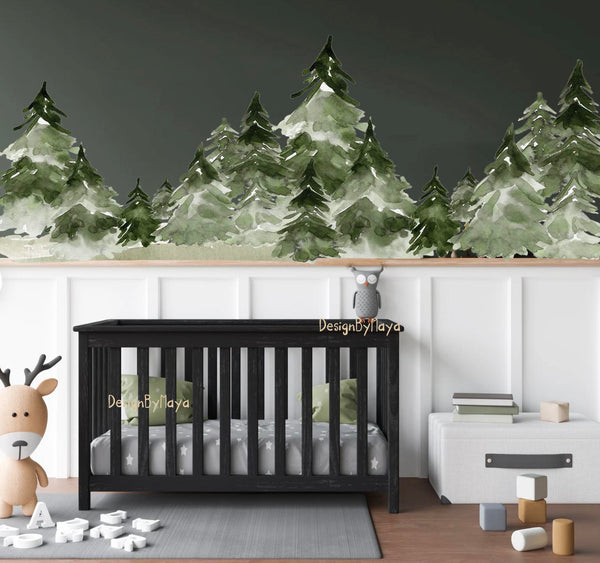 Woodland Pine Trees - Fabric Nursery Wall Art Decals