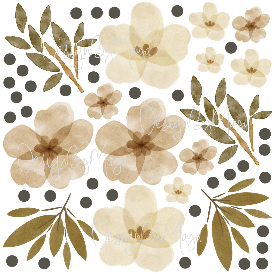 Vintage Retro decor of the 70's - Fabric Nursery Wall Art Decals