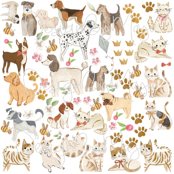 Cats & Dogs decals - Fabric Nursery Wall Art Decals