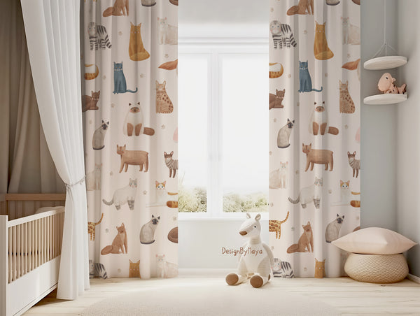 Alphabet baby animals curtain - kids room curtain
