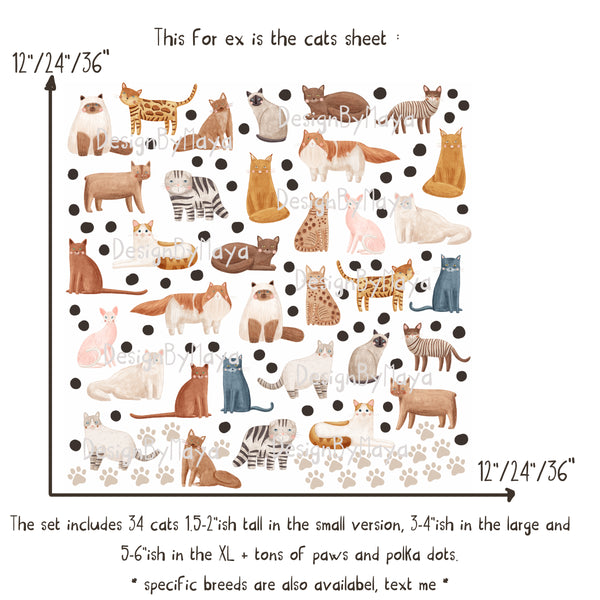 Cats & Dogs decals - Fabric Nursery Wall Art Decals