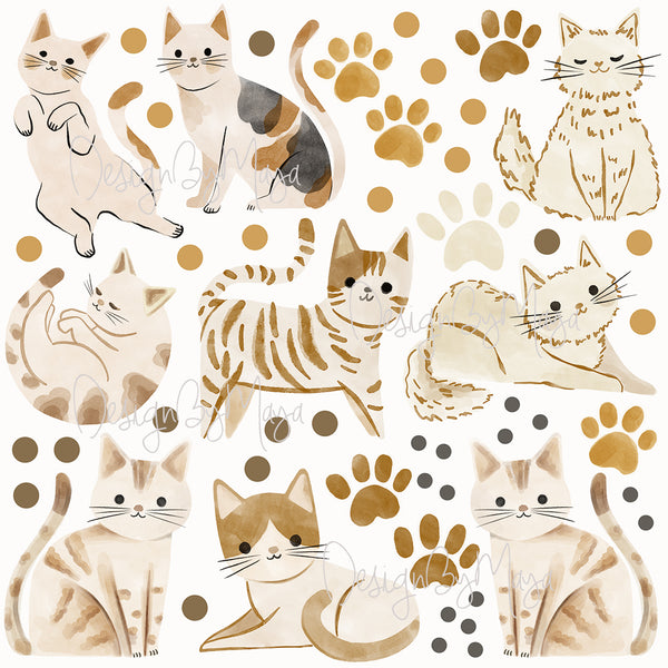 Cats decals - Fabric Nursery Wall Art Decals