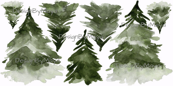 Woodland Pine Trees - Fabric Nursery Wall Art Decals