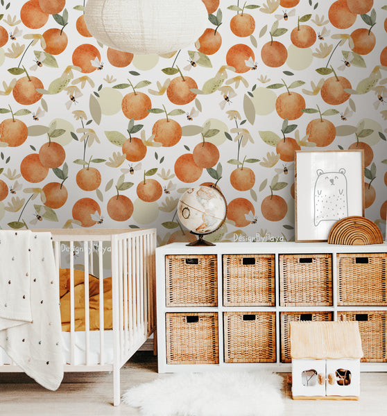 Italy Wallpaper, Citrus Lemons & Clementines wallpaper - Nursery Wall Decor Wallpapers