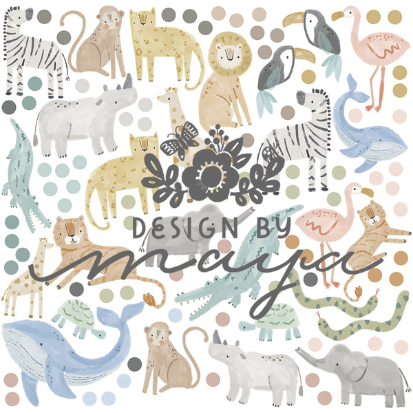 Safari Animals - Fabric Nursery Wall Art Decals