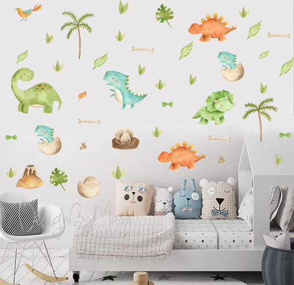 Retro Dinosaur Decals - Fabric Nursery Wall Art Decals